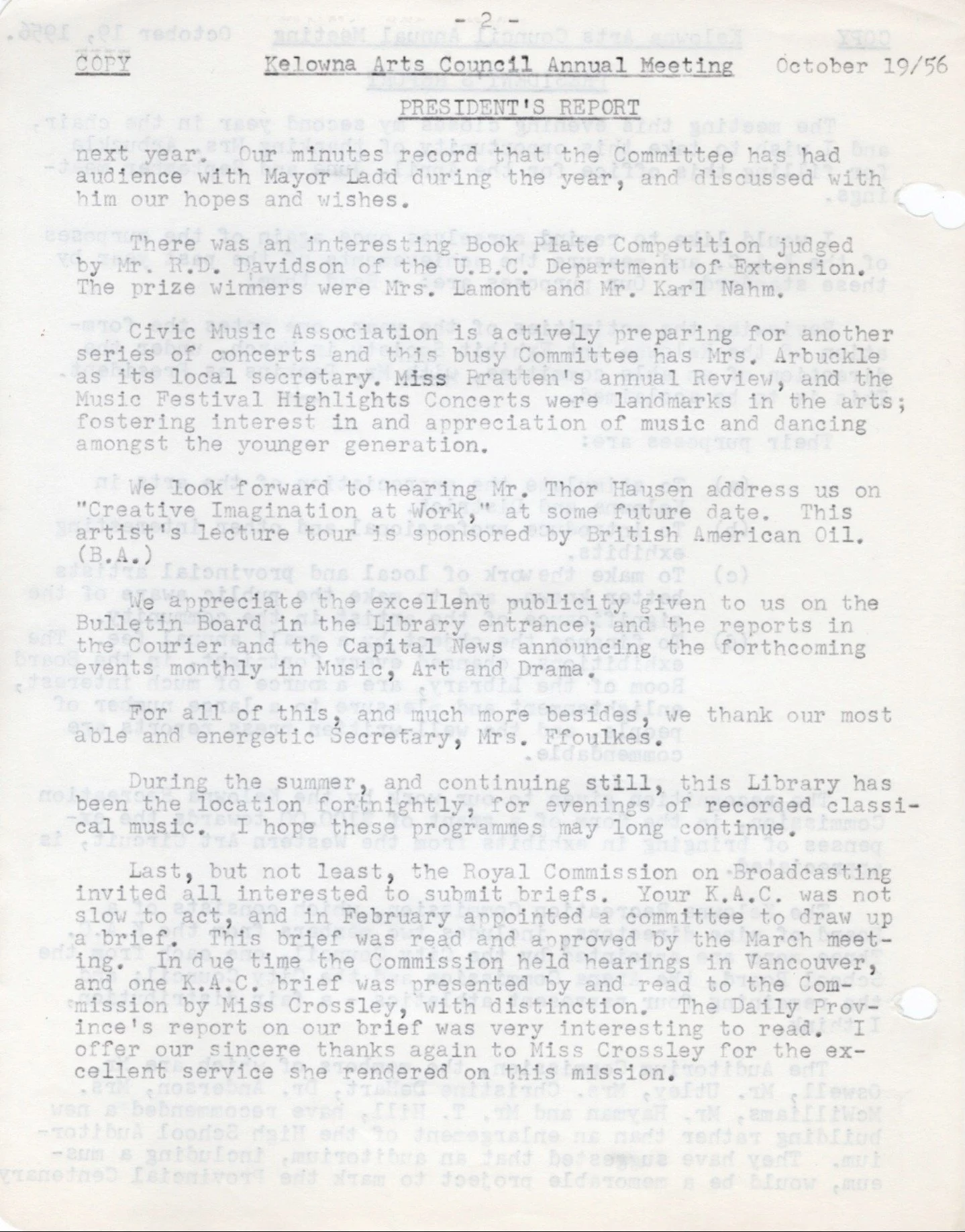 1956 - Presidents report (pg2)