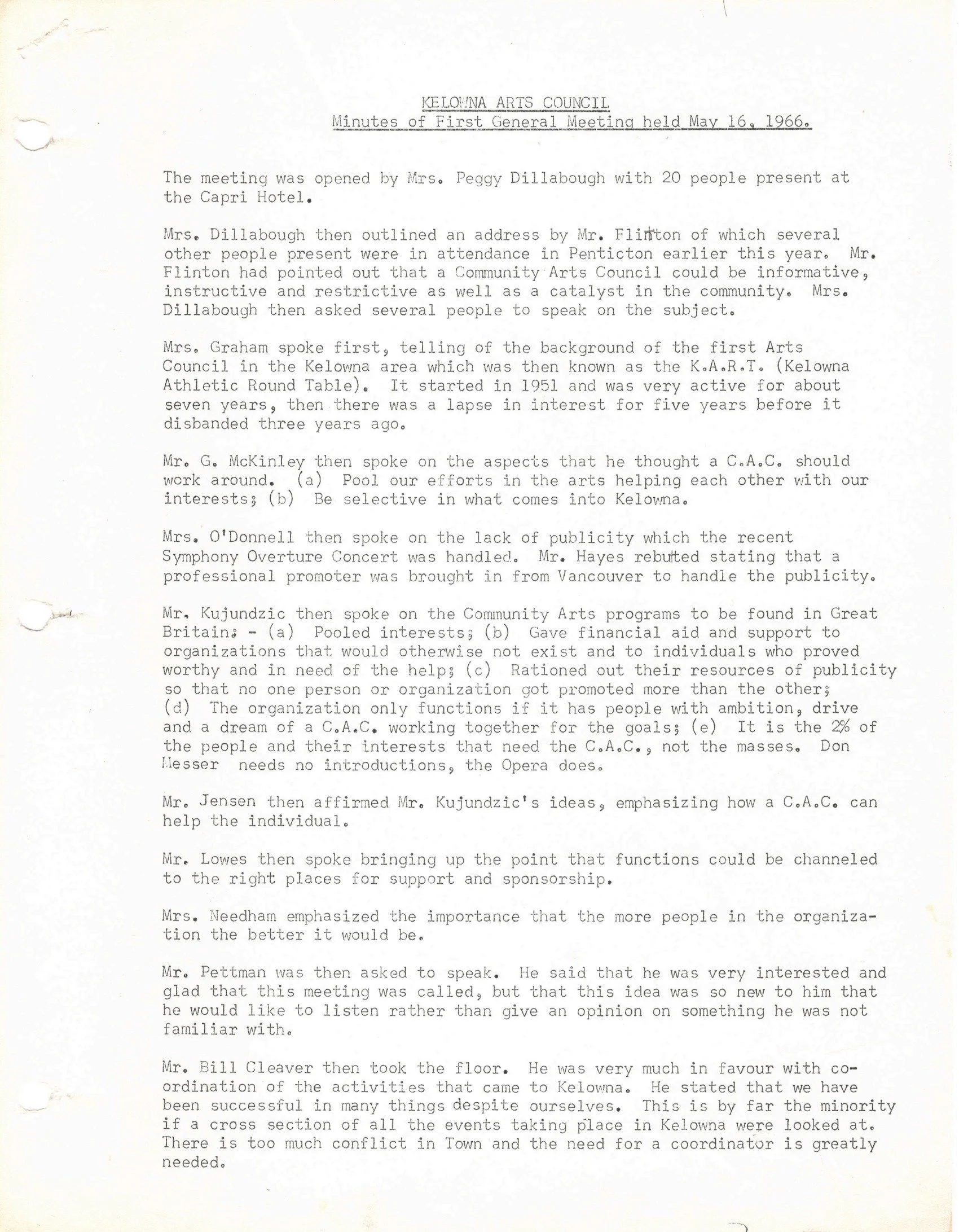 1966 - Minutes of the first general board meeting after the Council reformed (pg1)