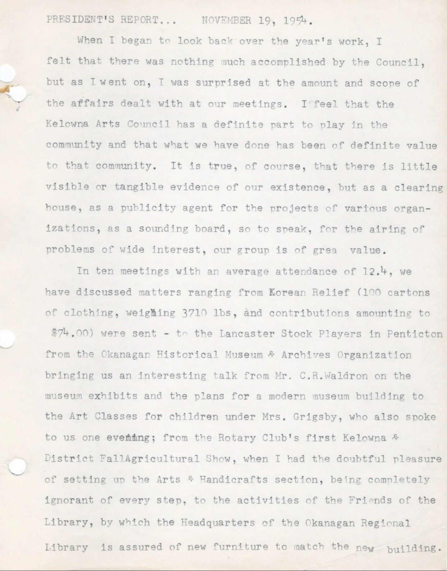 1954 - Presidents report (pg1)