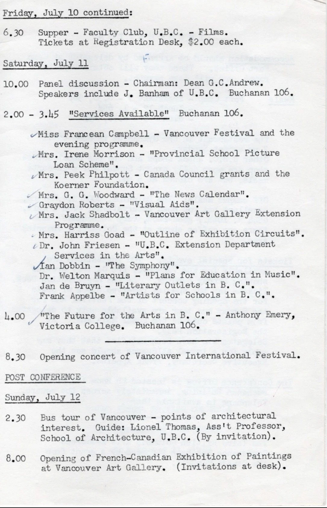 1959 - BC Arts Resource conference programme (pg2)