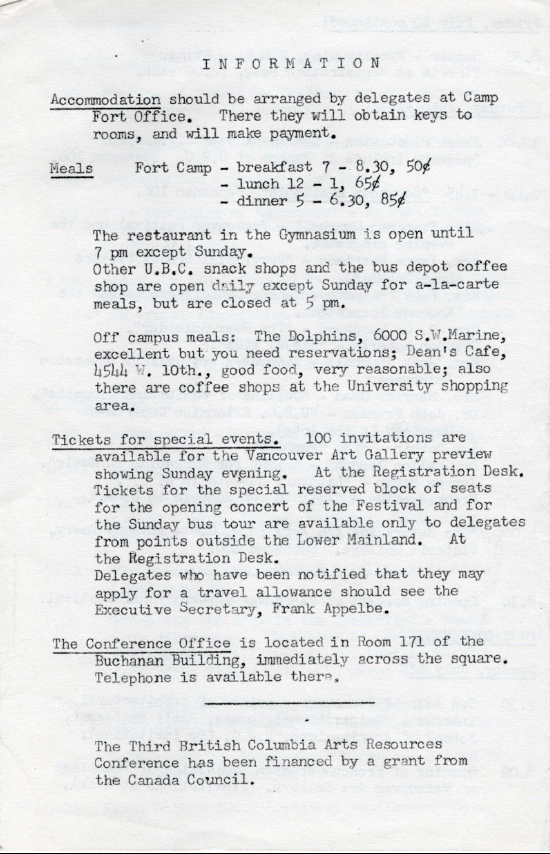1959 - BC Arts Resource conference programme (pg4)