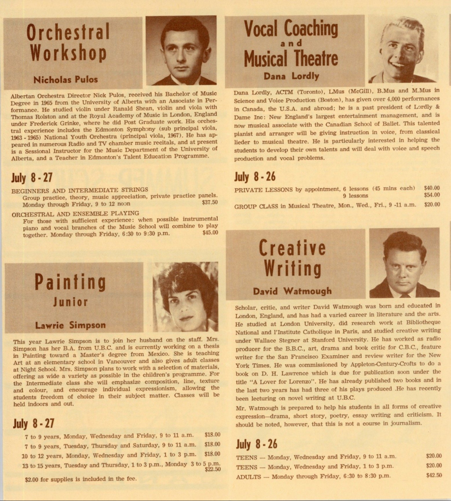 1968 - Okanagan Summer School of the Arts pamphlet B (pg2)