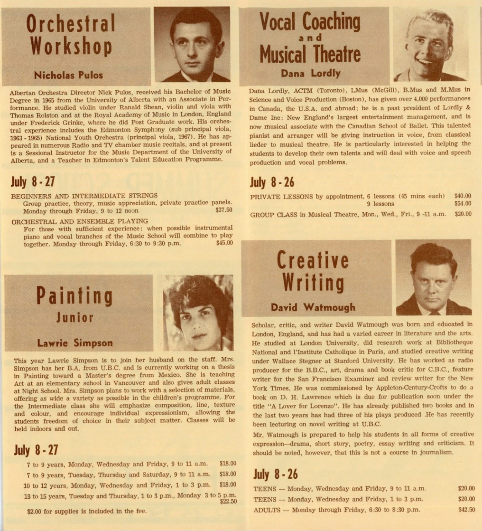 1968 - Okanagan Summer School of the Arts pamphlet B (pg5)