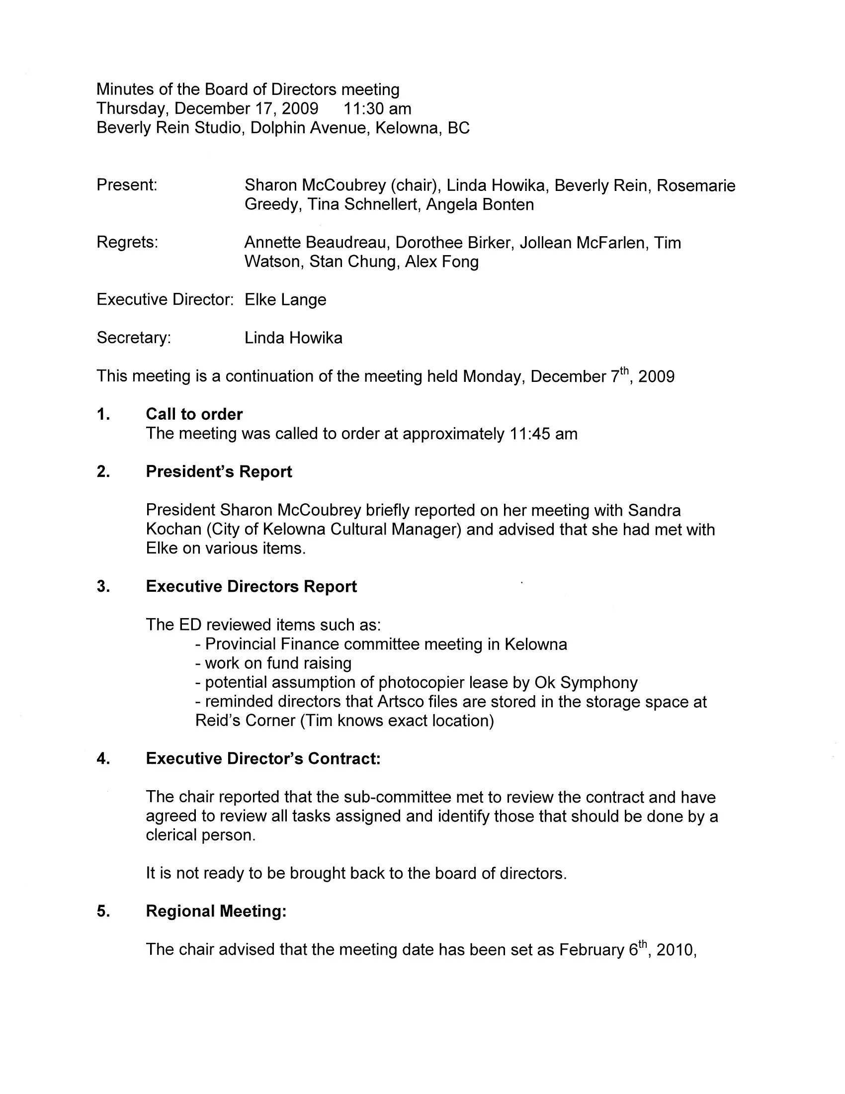 2009 - Board meeting minutes (pg1)