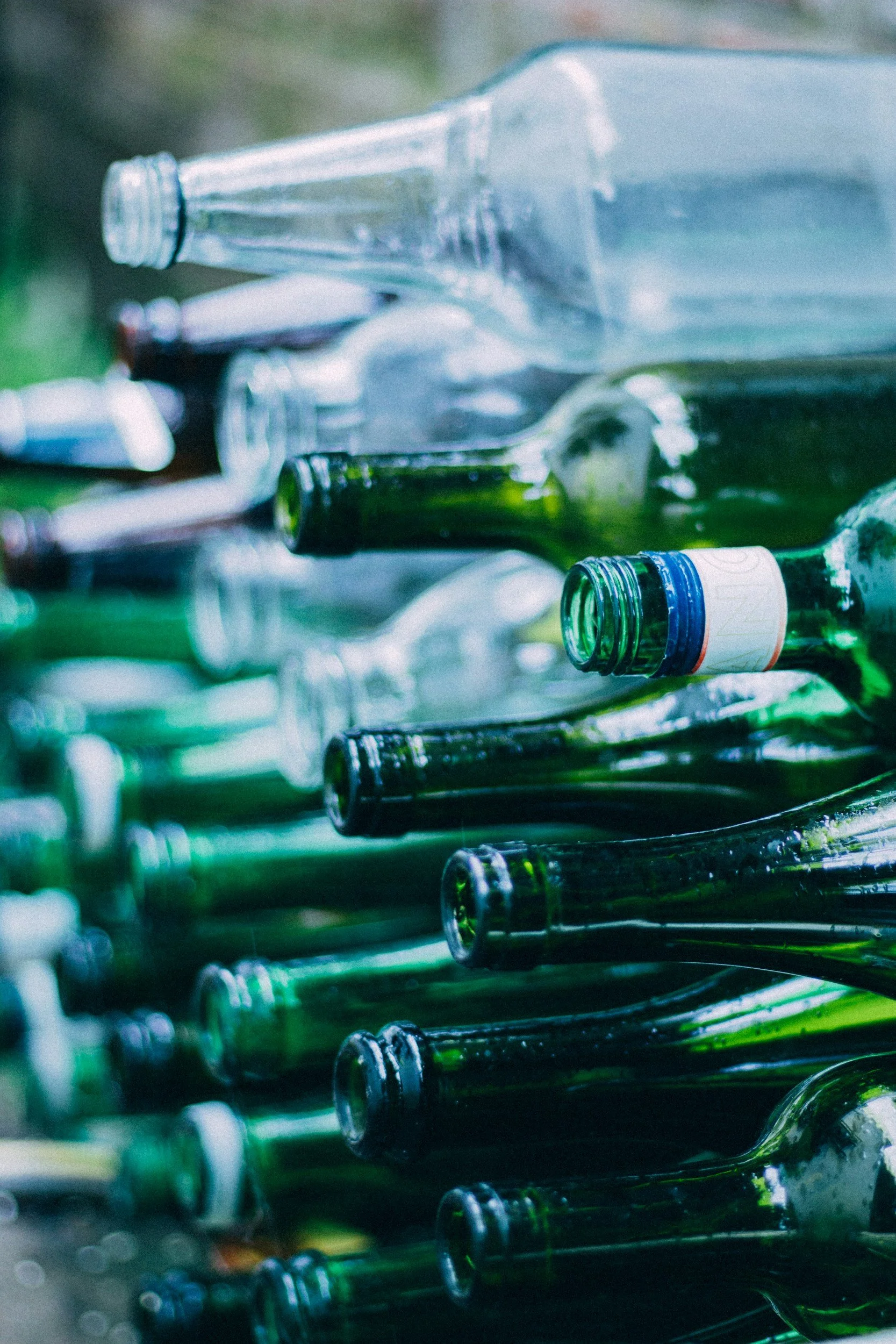 Stacked glass bottles