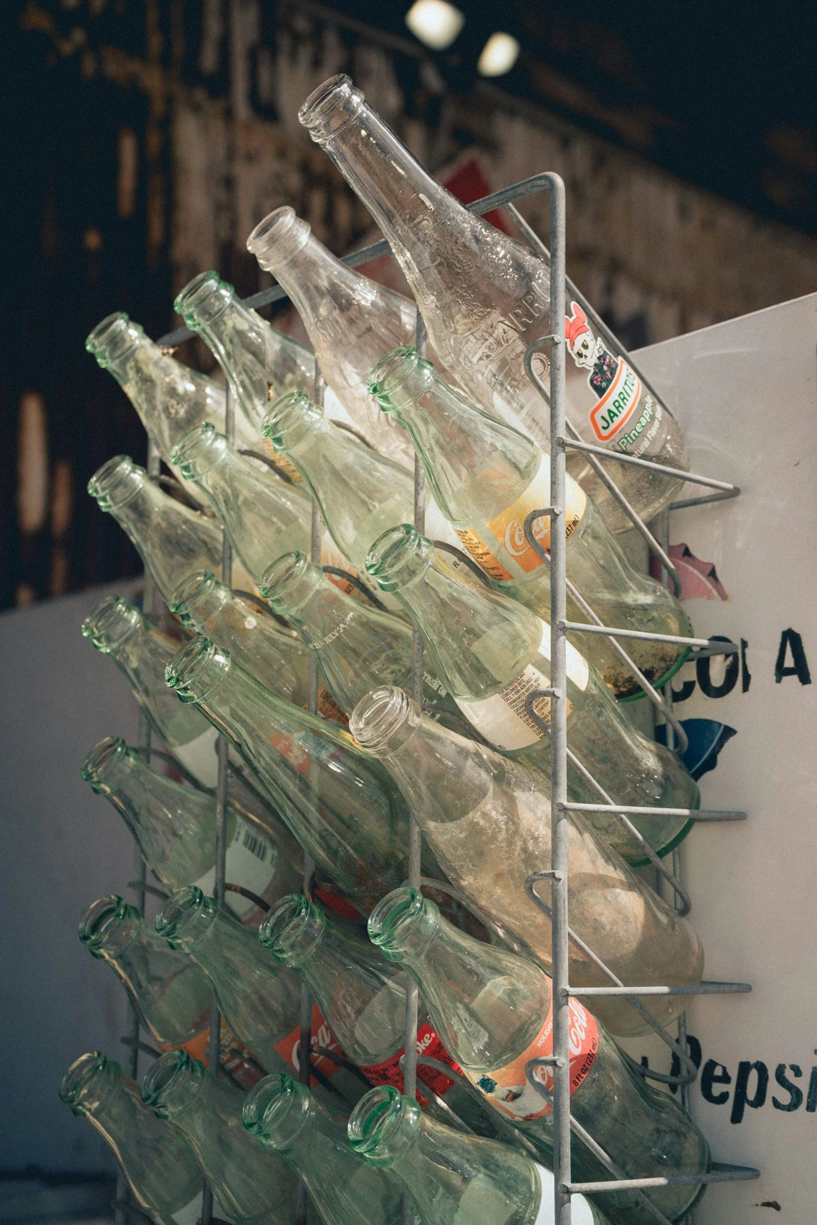 Stacked glass bottles