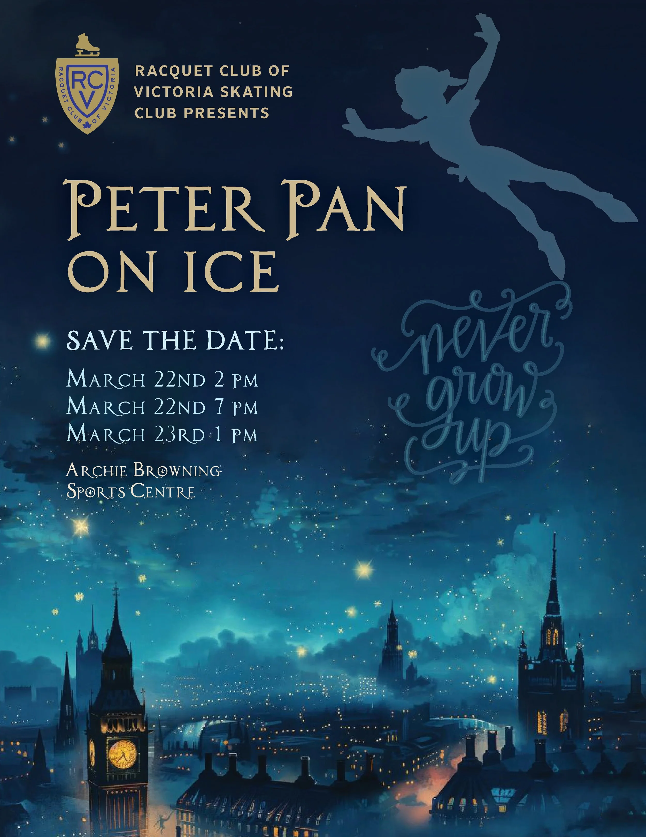 An image of the Peter Pan on Ice Poster for the RCV upcoming ice show