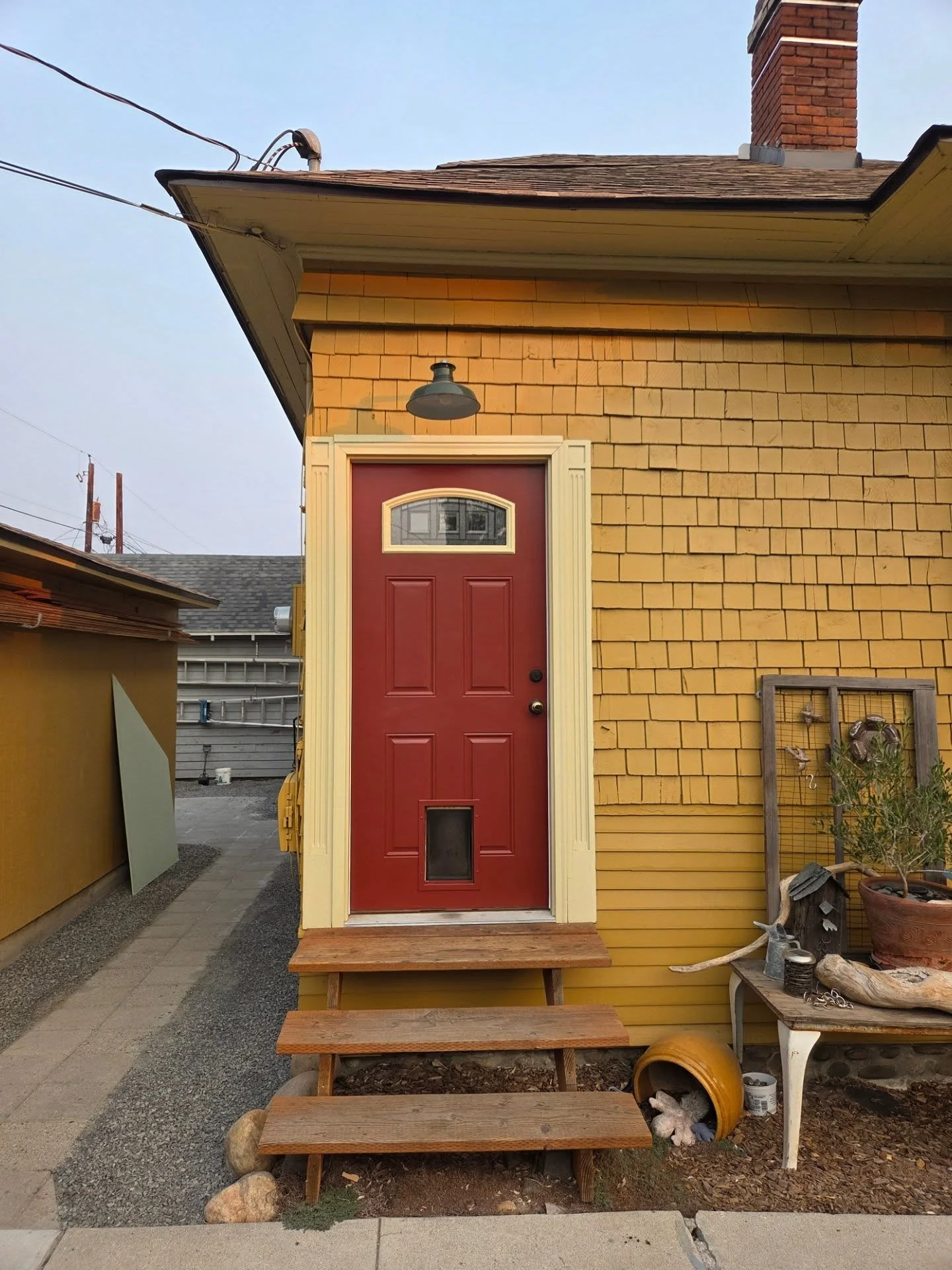 Only two years after painting the house, finally painted the back door to match the front!