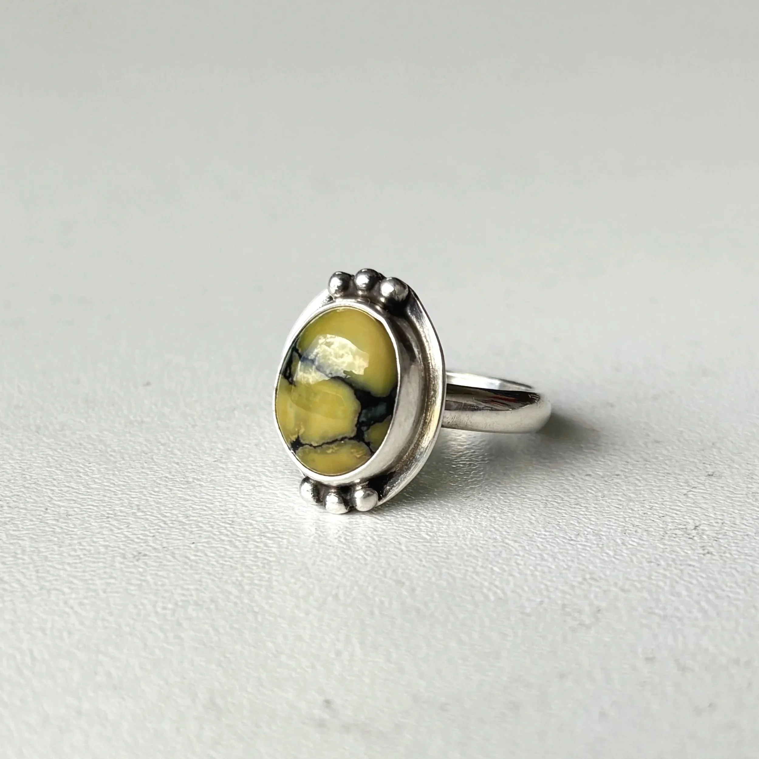 Sterling silver ring, damele, cut by Turquoise Matrix studio