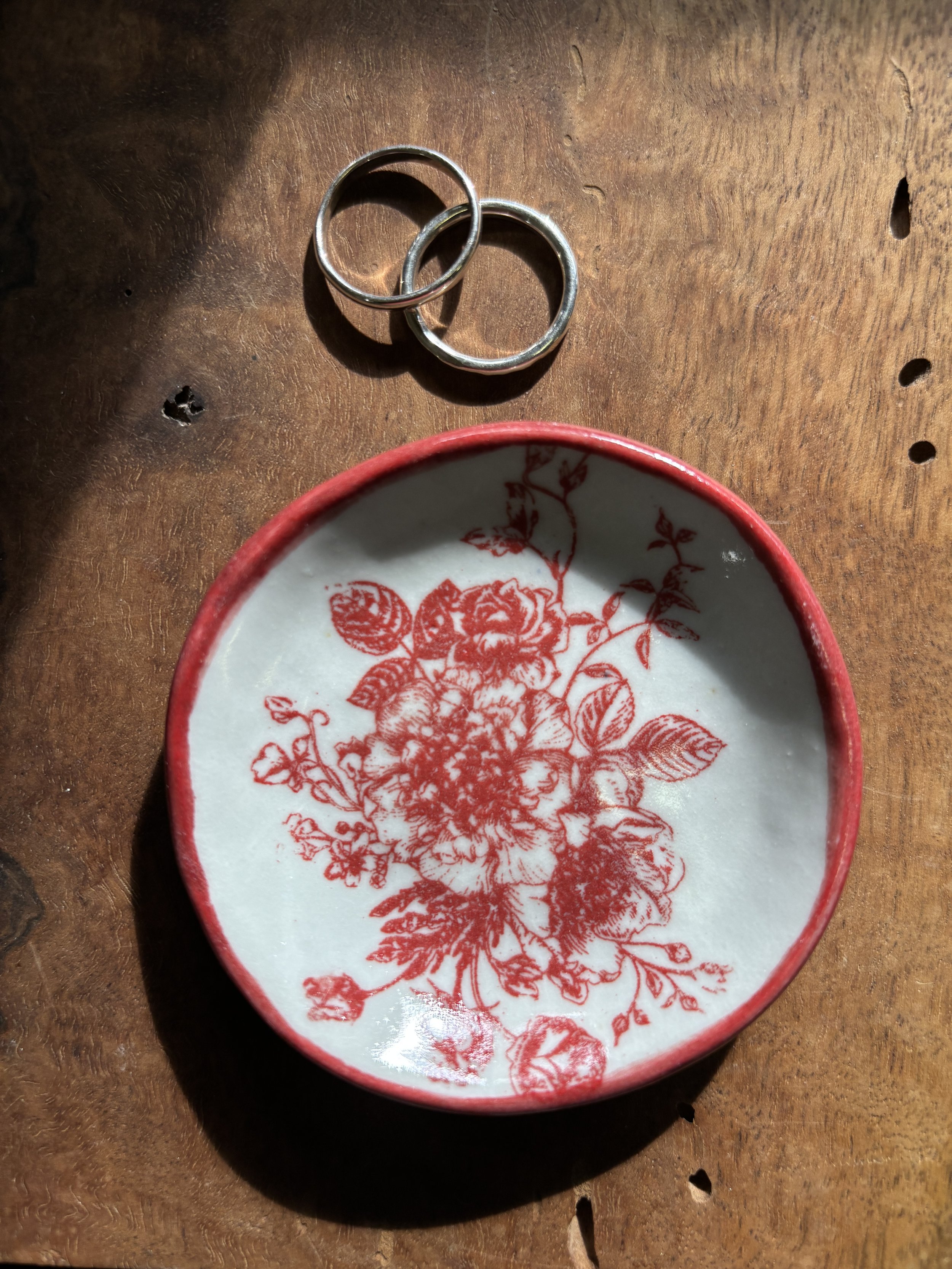 Porcelain Ring Dish (Red Florals)