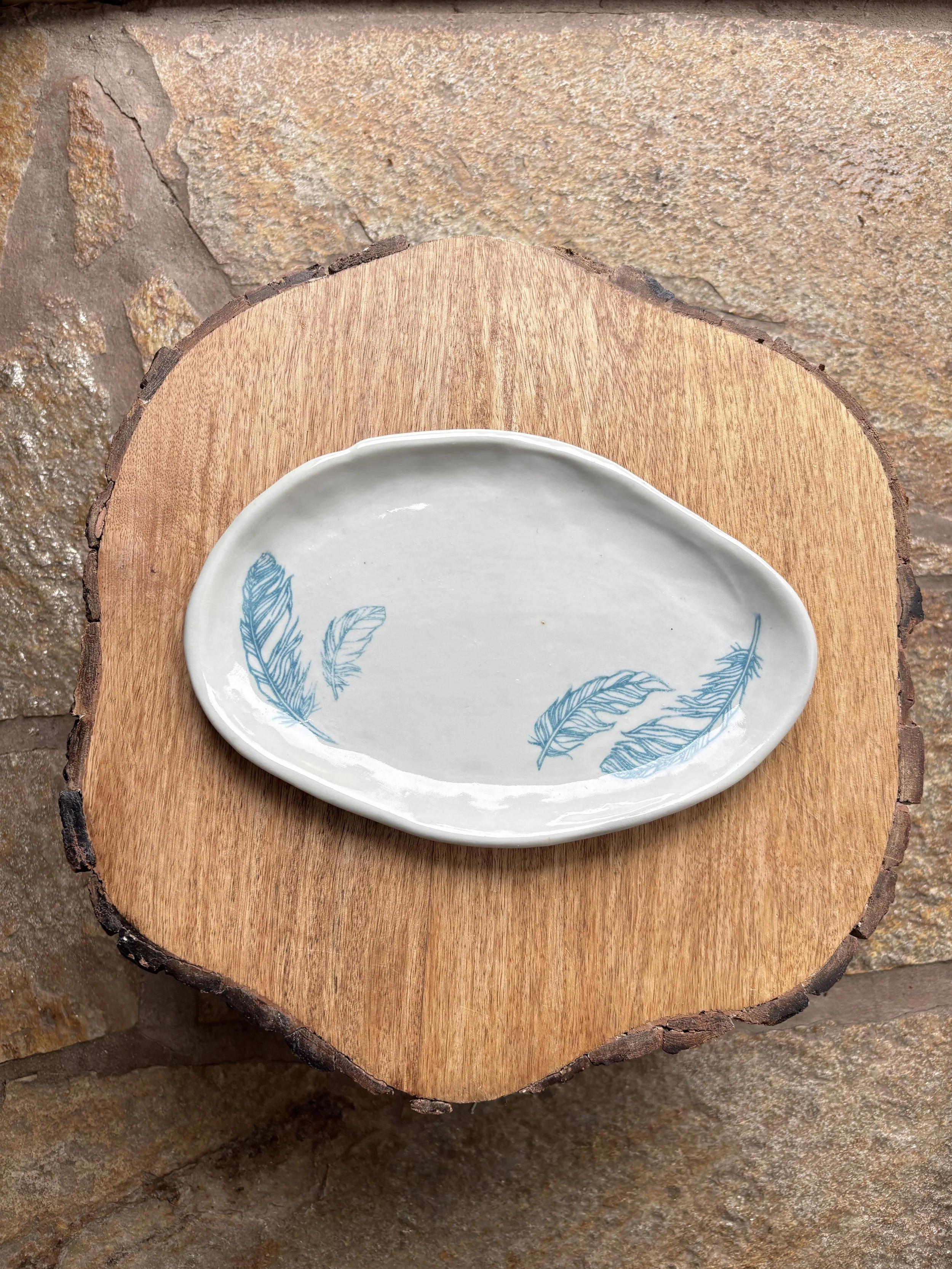 Feathers & Porcelain Large Catchall Dish