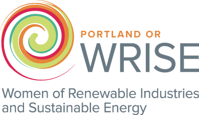 Logo for Women of Renewable Industries and Sustainable Energy (WRISE) featuring a colorful spiral and text.