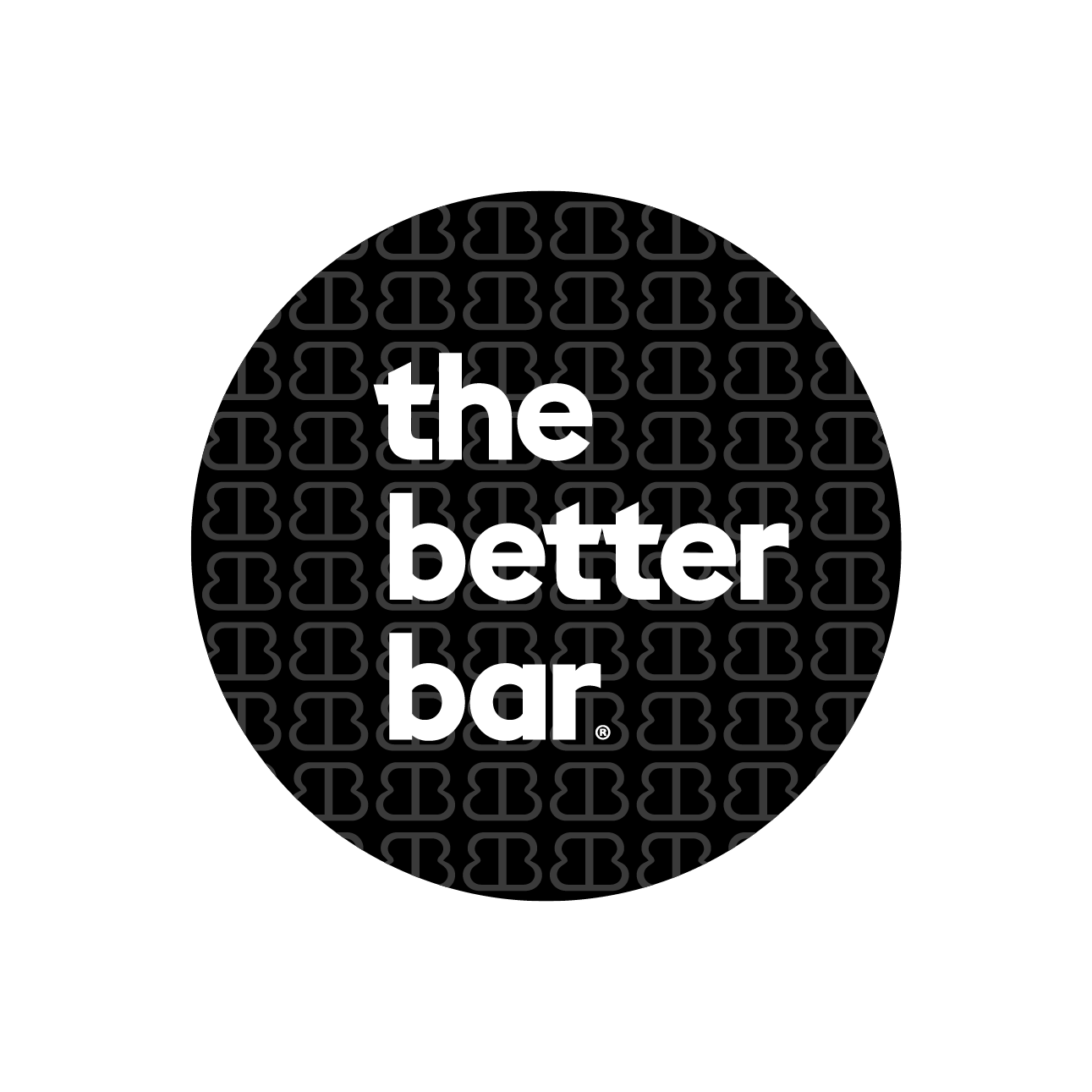 The image features a black background with a patterned circle of logos in the center, and the text "the better bar" overlayed in large white bold font.