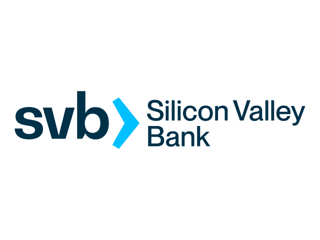 Silicon Valley Bank logo with the initials SVB and a blue arrow symbol.