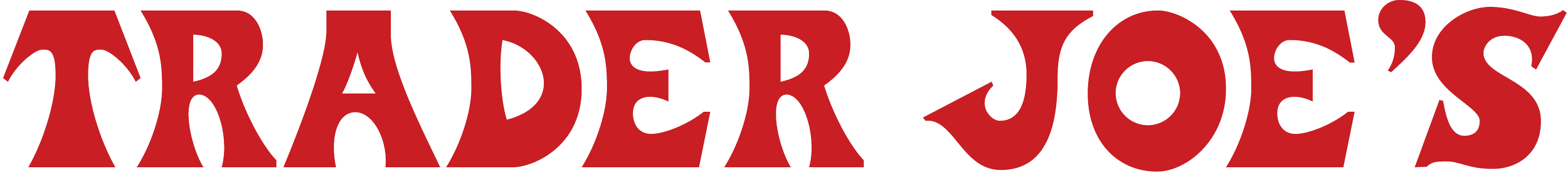 Red and black graphic of the Trader Joe's logo with stylized text.