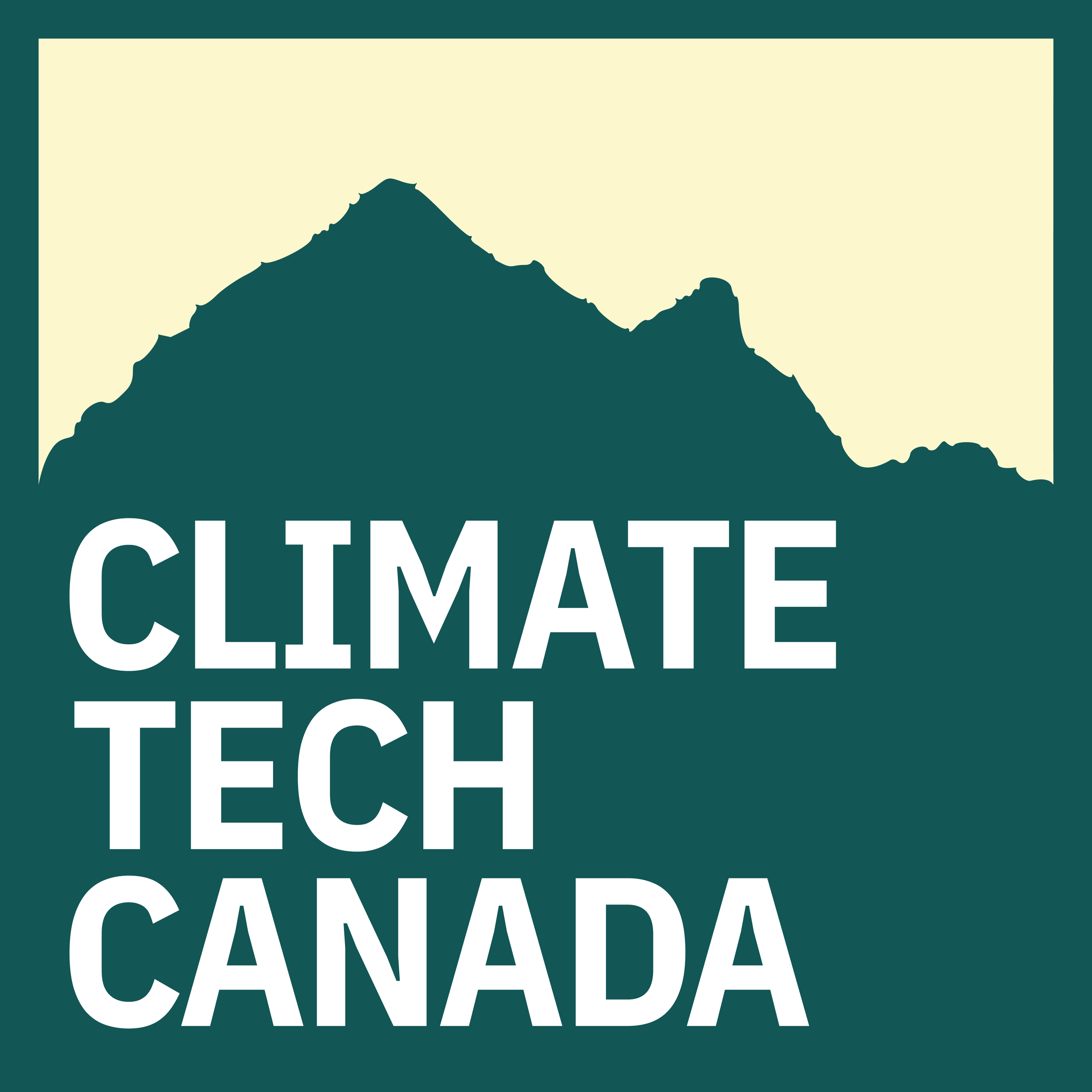 Stylized silhouette of a mountain with the text logo 'CLIMATE TECHNOLOGY CANADA' in large white letters.