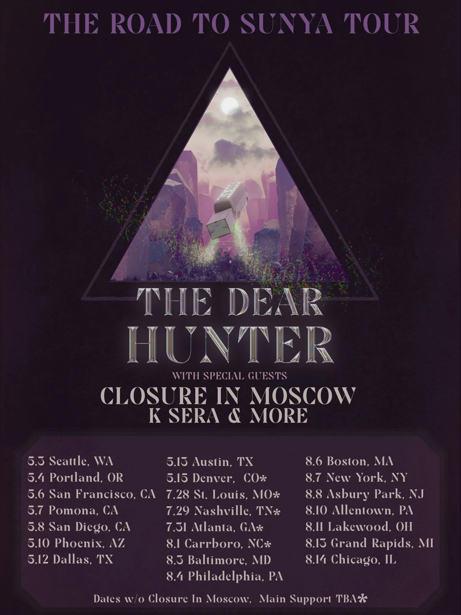 THE DEAR HUNTER ‘THE ROAD TO SUNYA TOUR’ USA 2026 W/ CLOSURE IN MOSCOW