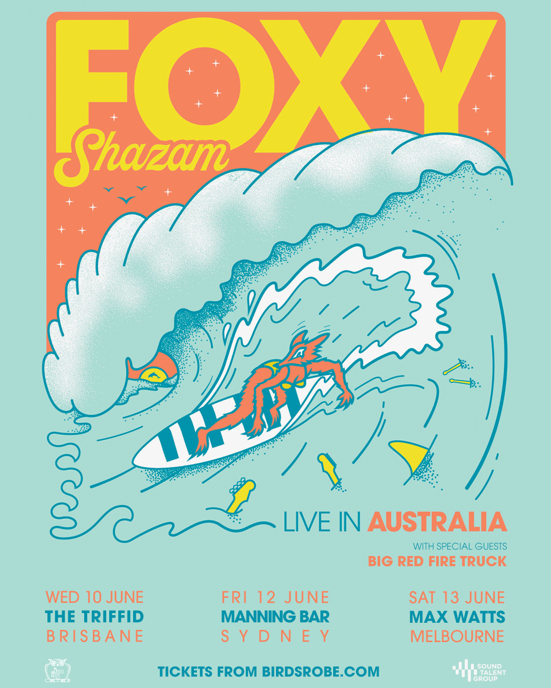 FOXY SHAZAM AUSTRALIAN TOUR - JUNE 2026 w/BIG RED FIRE TRUCK