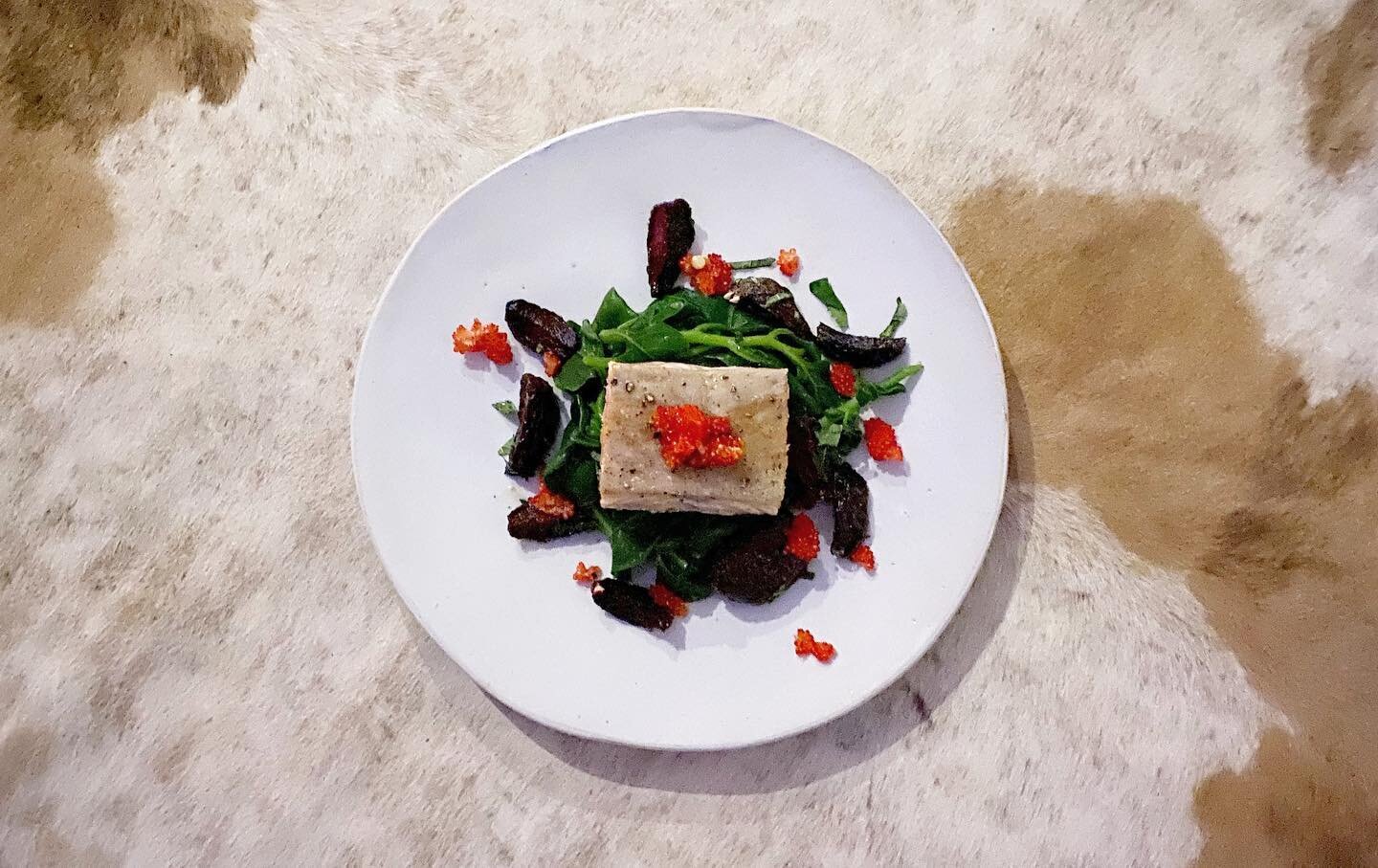 Enjoy The Patch garden filled with wonderful ingredients to enjoy cooking with ... Baked salmon with Warrigal greens, wild raspberries, roasted beetroot and Vietnamese mint