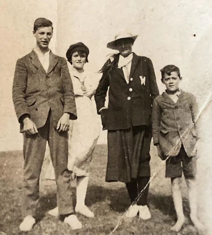 Circa early 1900s, L-R: Chummy, Ethel, Unknown, Bill