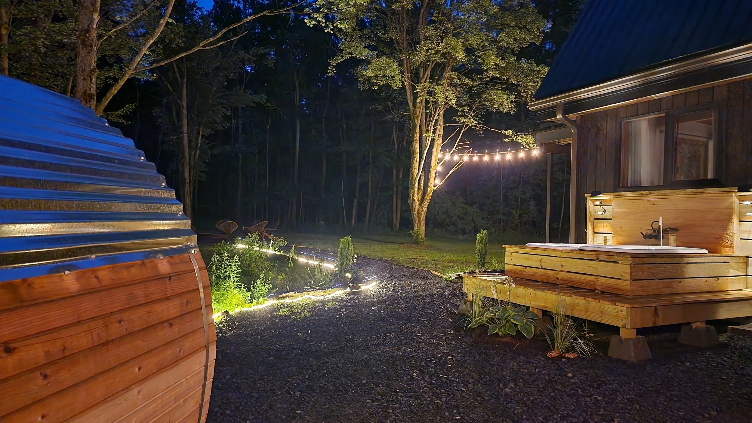 HIdeaway Spa Sauna and Tubs at Night.jpg