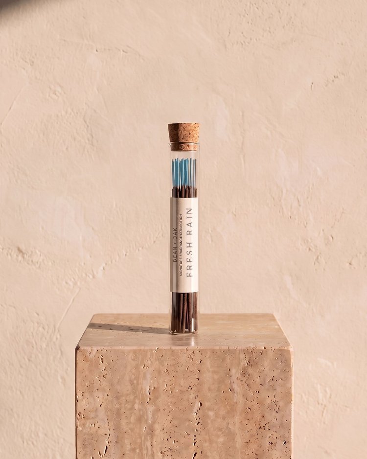 Fresh Rain incense in a corked glass tube