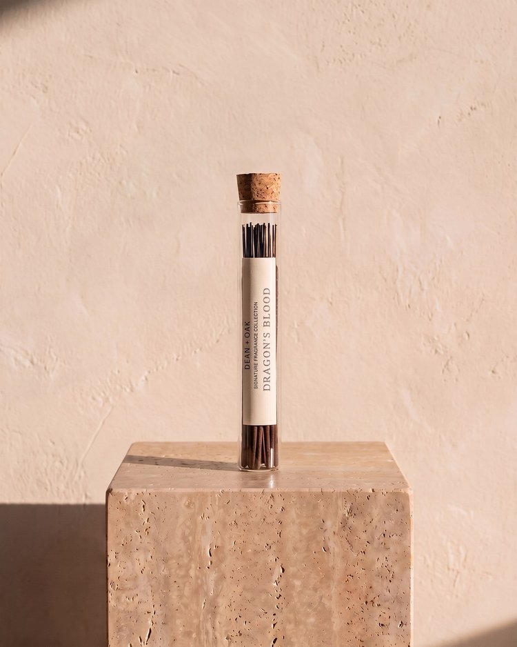 Dragon's Blood incense in a corked glass tube