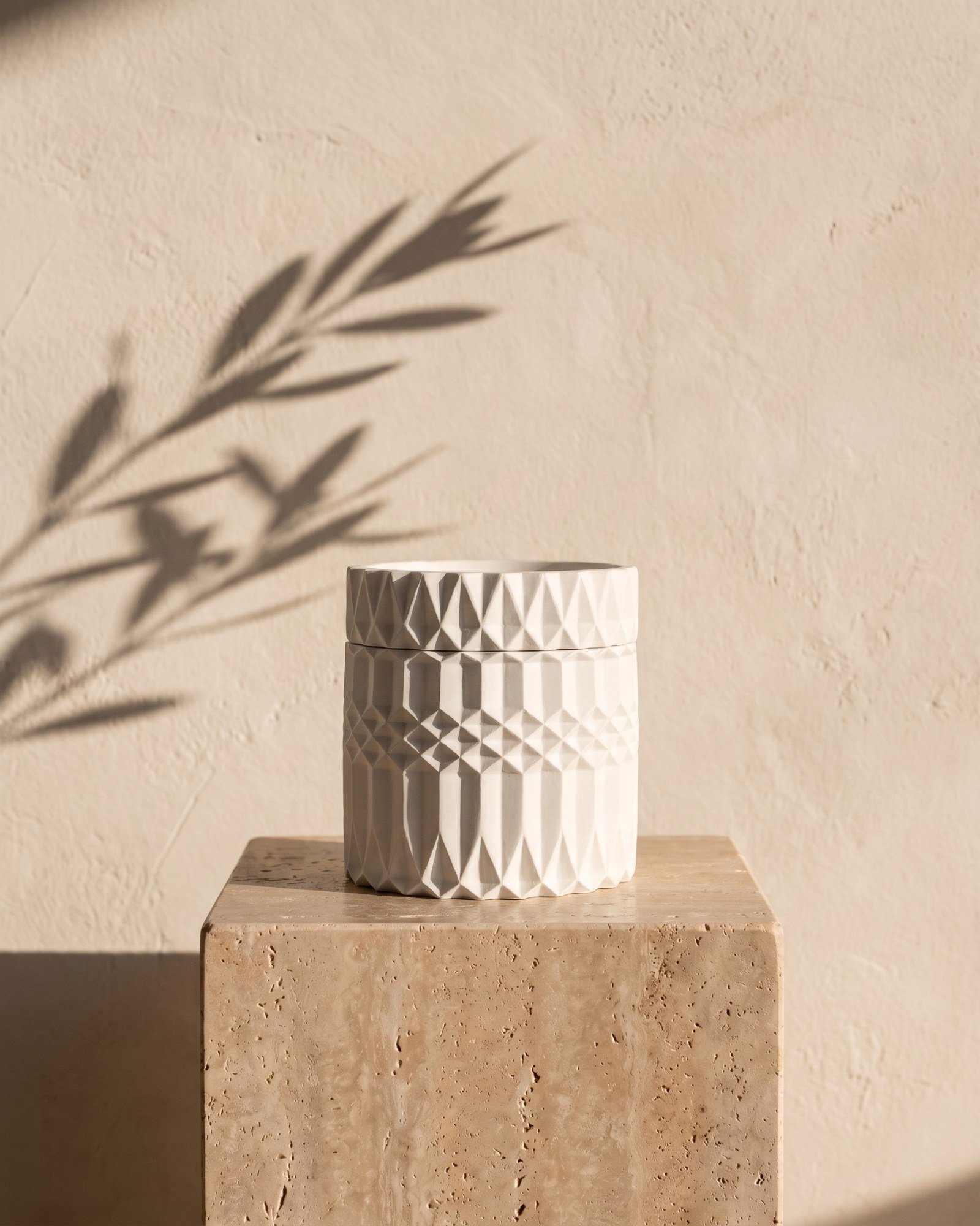 Dean + Oak Forma Candle in Marble, in morning light