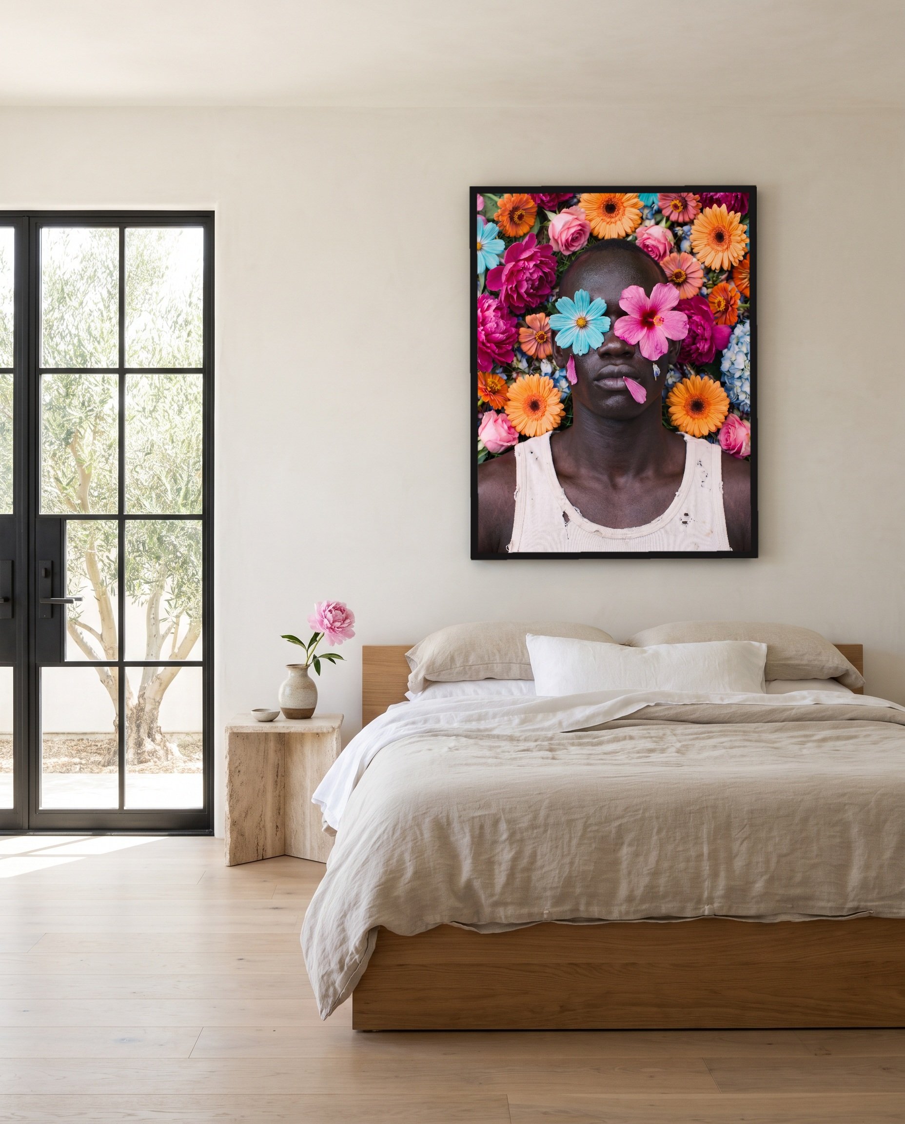 Raheem, a framed photograph by Jashiro Dean, hanging in a room at home