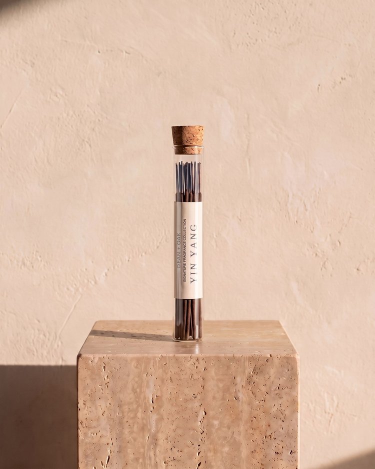 Yin Yang incense in a corked glass tube