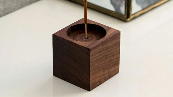 Dean + Oak Block Incense + Tealight Burner in walnut