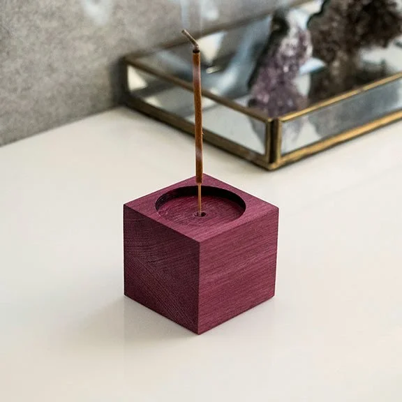 Dean + Oak Block Incense + Tealight Burner in purpleheart