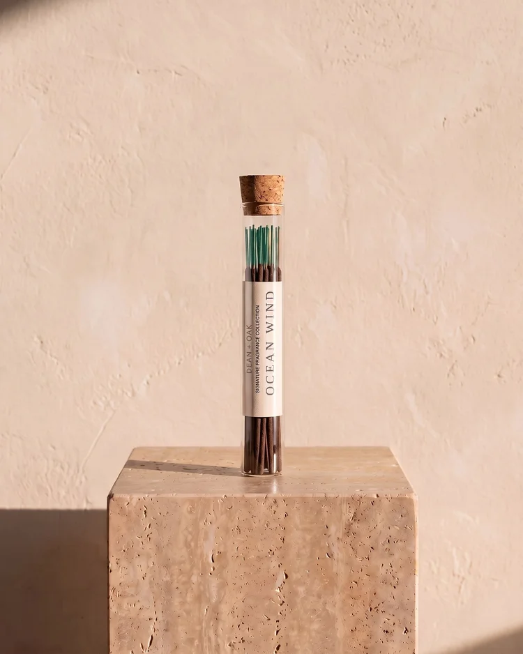 Ocean Wind incense in a corked glass tube