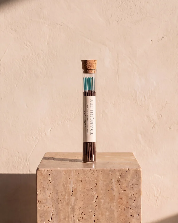 Tranquility incense in a corked glass tube