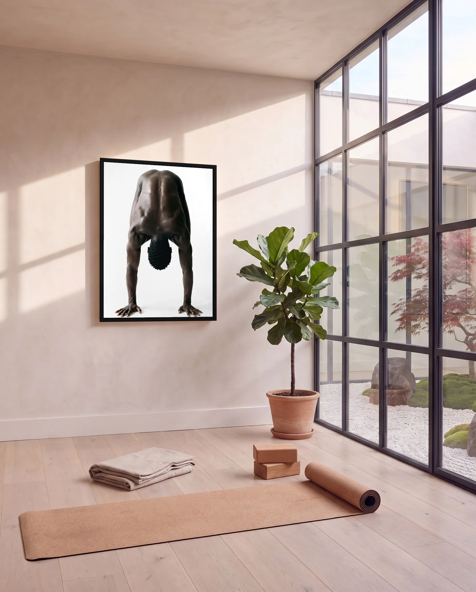 Elliot, a framed photograph by Jashiro Dean, hanging in a room at home