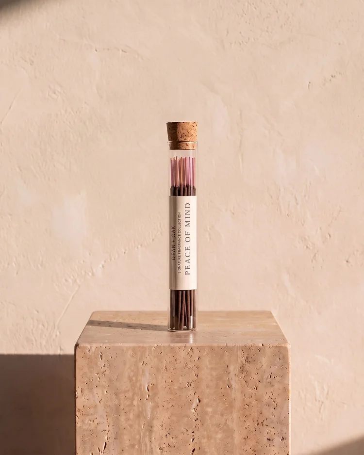 Peace of Mind incense in a corked glass tube