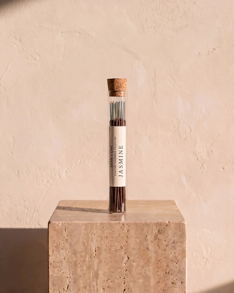 Jasmine incense in a corked glass tube