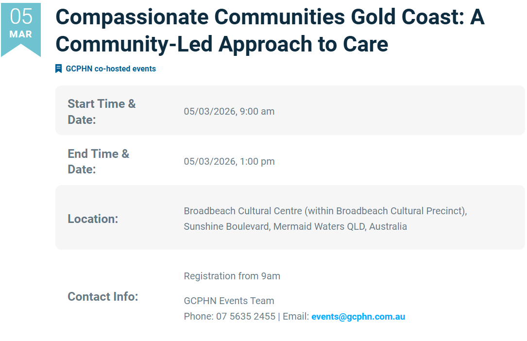 Compassionate Communities Gold Coast: A Community-Led Approach to Care
