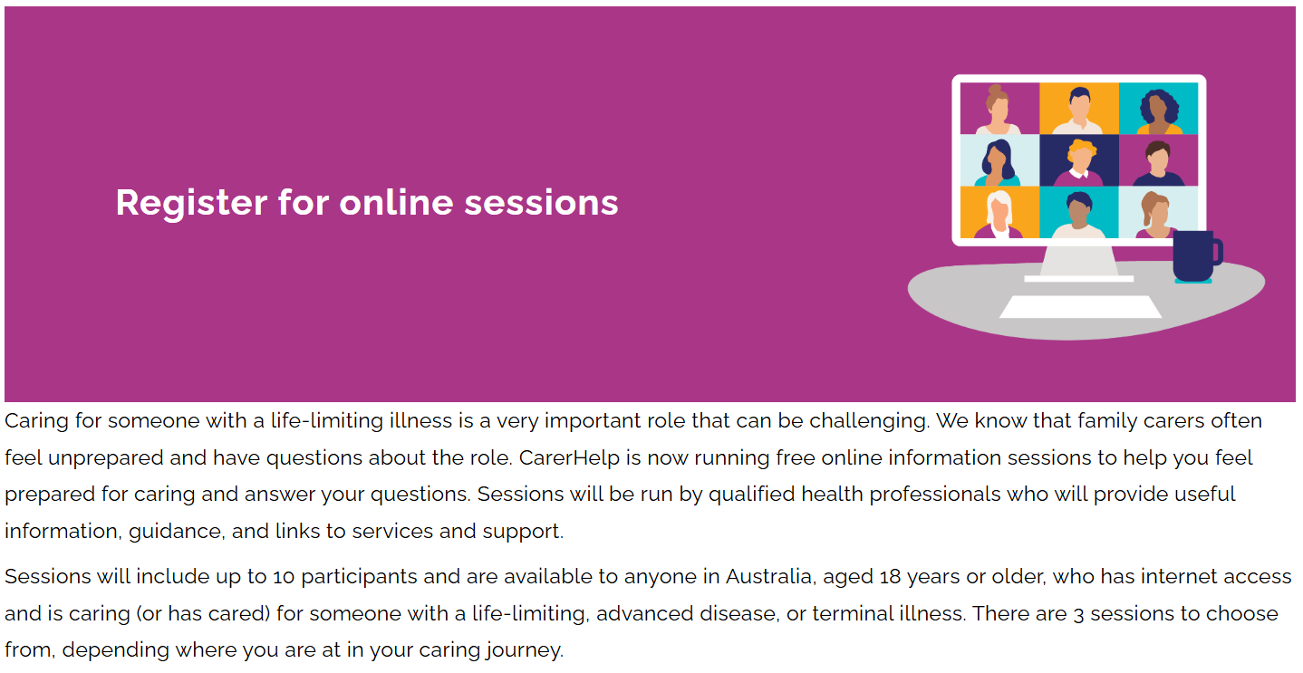 CarerHelp Online Information Sessions