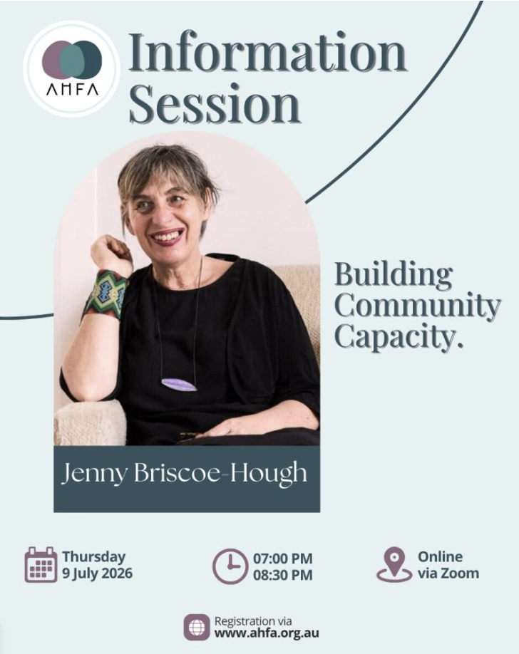 AHFA presents Building Community Capacity with Jenny Briscoe-Hough