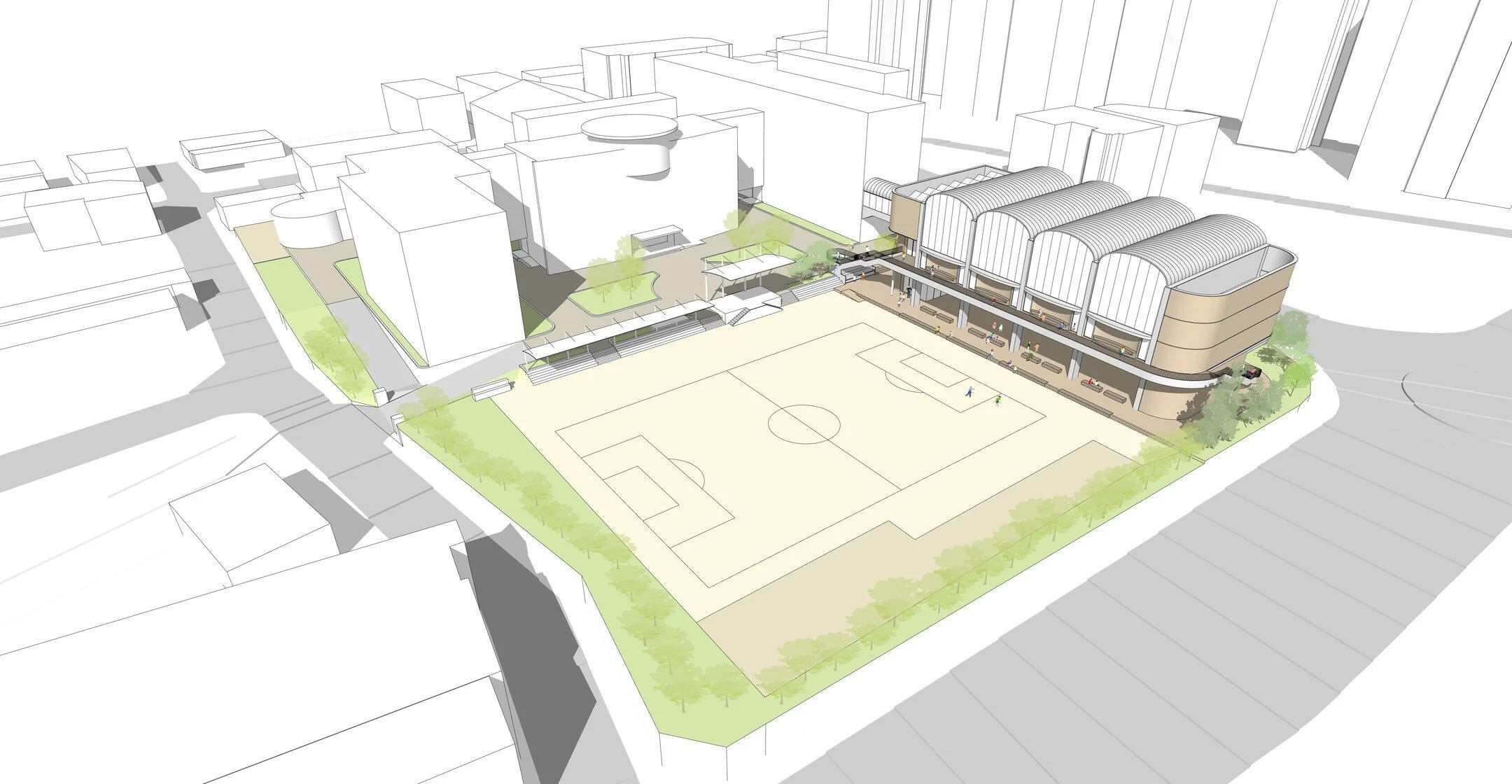입북초 체육관 증축 설계공모, 2023
Design competition for Gymnasium of Ipbuk Elementary School, 2023

인적이 드문 황량한 사이트에서 학생들에게 조금이나마 경쾌한 풍경이 되길 바라는 마음으로 계획했습니다. 

#설계공모 #현상설계 #텍소드 #텍소드건축사사무소 #건축설계 #학교설계 #texod #texodarchitects #schoolarchitecture