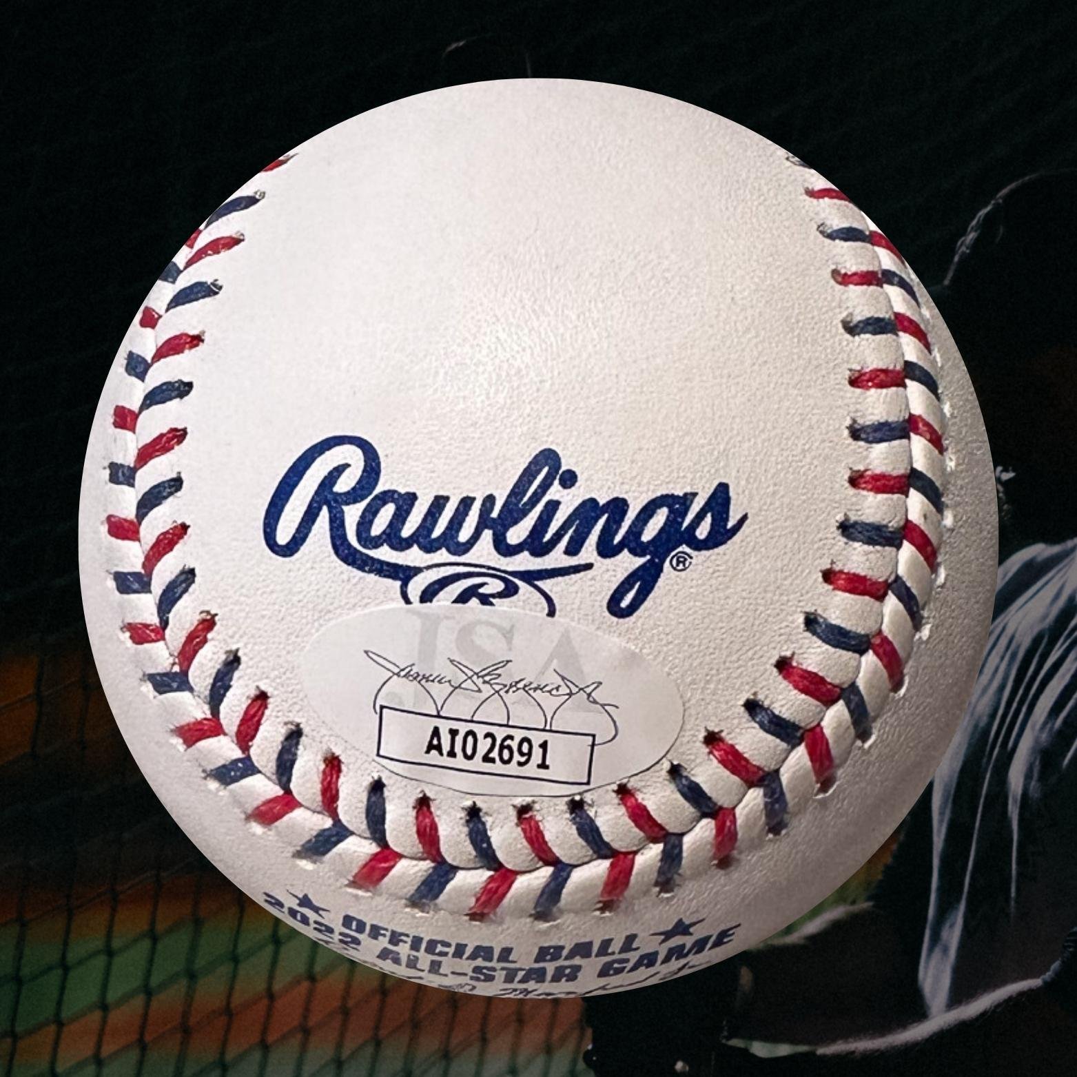 33(2) Sandy Alcantara Autographed MLB Official 2022 All Star Game Baseball Inscribed _Cy_ JSA COA Right Off The Field .jpg