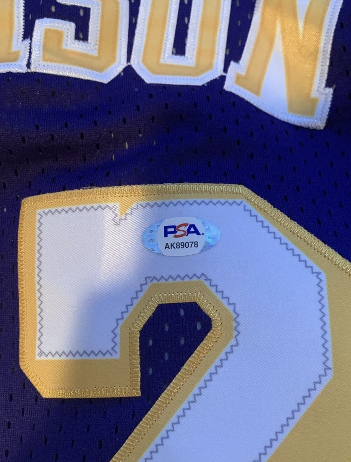 36 Magic Johnson Autographed Los Angeles Lakers Custom Jersey PSA COA Right Off The Field 3.jpg