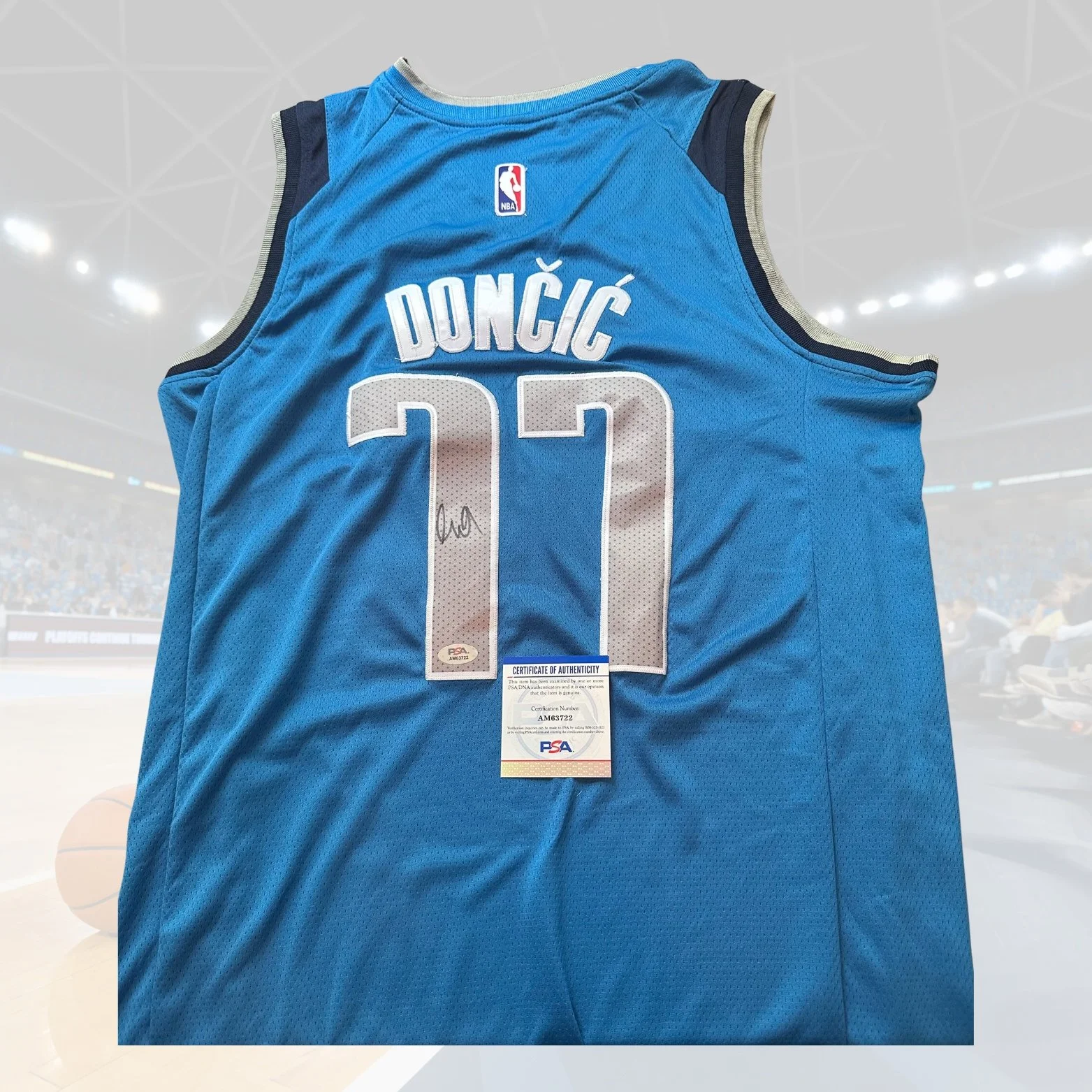 Luka Doncic Autographed Dallas Mavericks Custom Jersey PSA COA right off the field.jpg