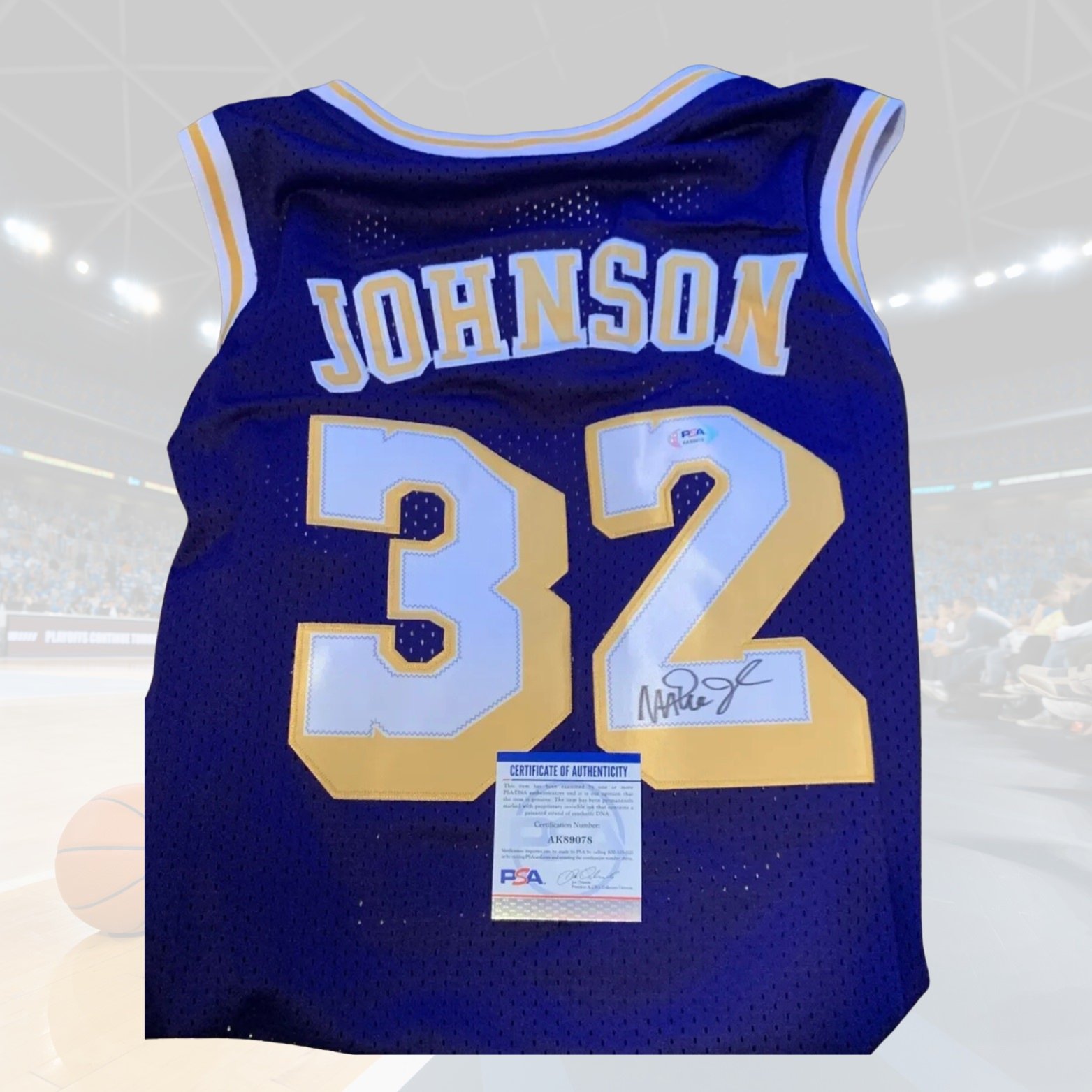 Magic Johnson Autographed Los Angeles Lakers Custom Jersey PSA COA 1.jpg