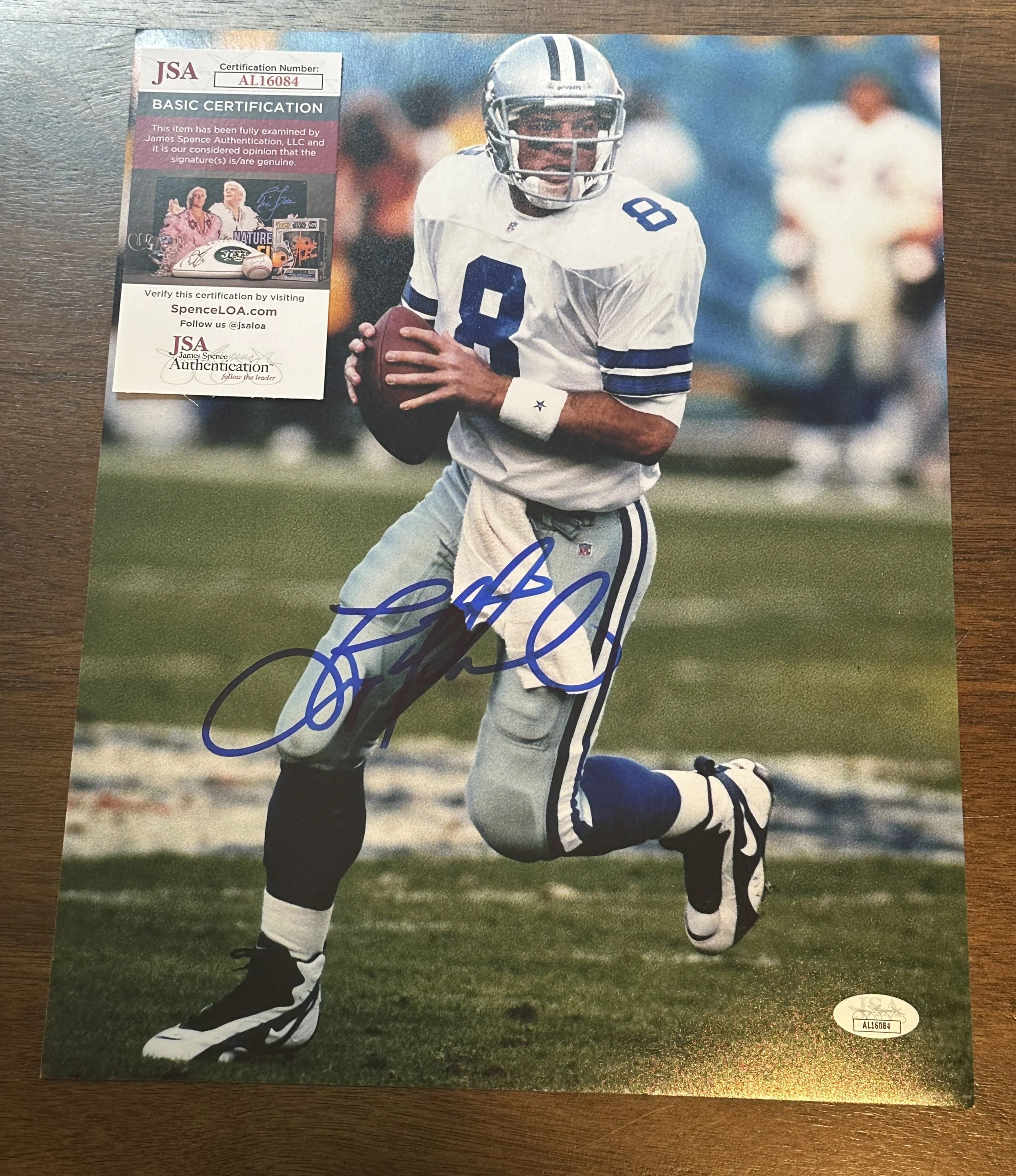 65 Troy Aikman Dallas Cowboys Autographed 11x14 Photo JSA COA(2).jpg