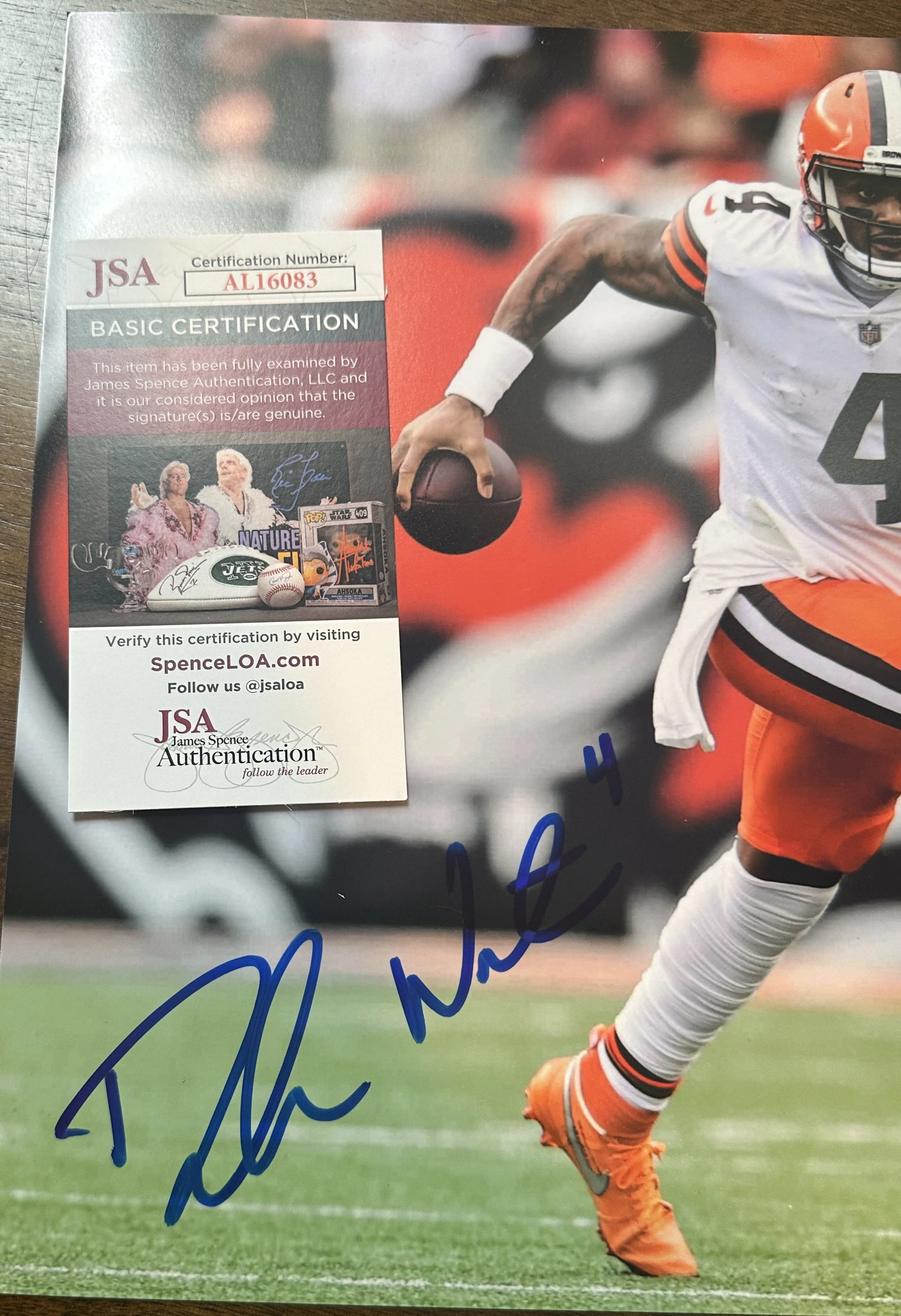 67 Deshaun Watson Cleveland Browns Autographed 11x14 Photo JSA COA(1).jpg
