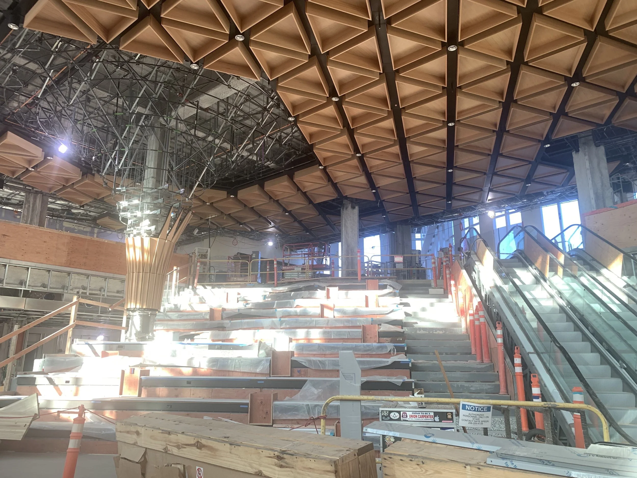 Construction Administration for Airport interior ceiling design, grand stair and coordination