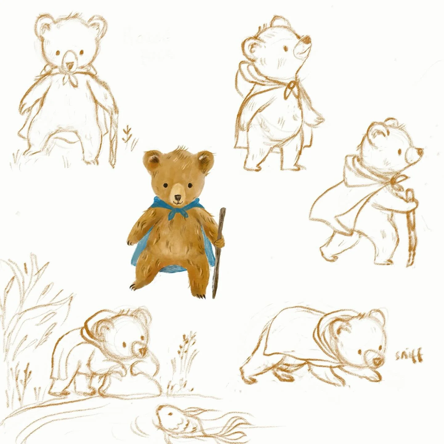 Sharing some character studies from &ldquo;The Maker of The Mountain&rdquo; written by @sandramccracken @tfnicholson published by @bhpub 🐻🍓