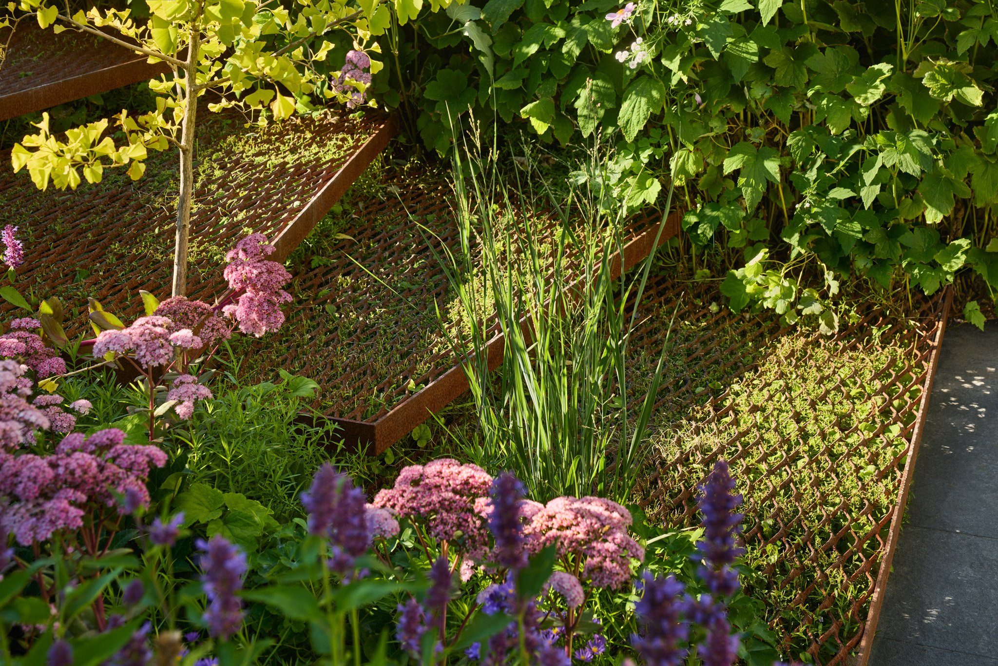 Nature doesn&rsquo;t always need to follow a straight line.

These steps are shaped by both structure and planting &mdash; where steel, stone, and greenery come together to create something more organic.

A path that feels less built&hellip; and more